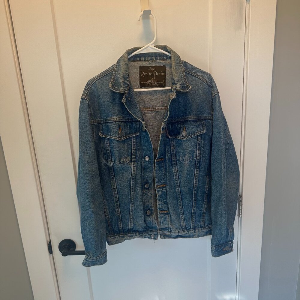 Vintage Rustic Denim Women’s Jean Jacket Denim Biker Size Medium
